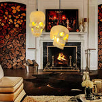 Skull Pendant Light – Beige Resin & Metal Designer Hanging Lamp