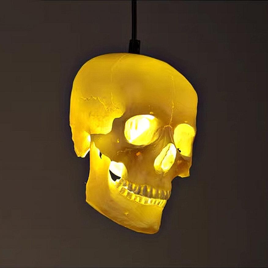 Skull Pendant Light – Beige Resin & Metal Designer Hanging Lamp