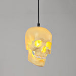 Skull Pendant Light – Beige Resin & Metal Designer Hanging Lamp