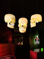 Skull Pendant Light – Beige Resin & Metal Designer Hanging Lamp