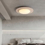 Sky Dome Ceiling Light in Yellow Travertine and Solid Wood