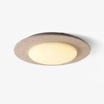 Sky Dome Ceiling Light in Yellow Travertine and Solid Wood