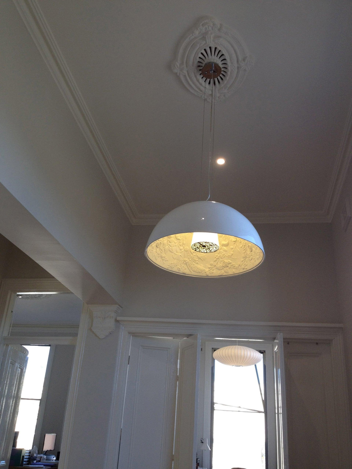 Hemisfera Plaster Pendant Light — Designer Hemisphere Suspension Lamp