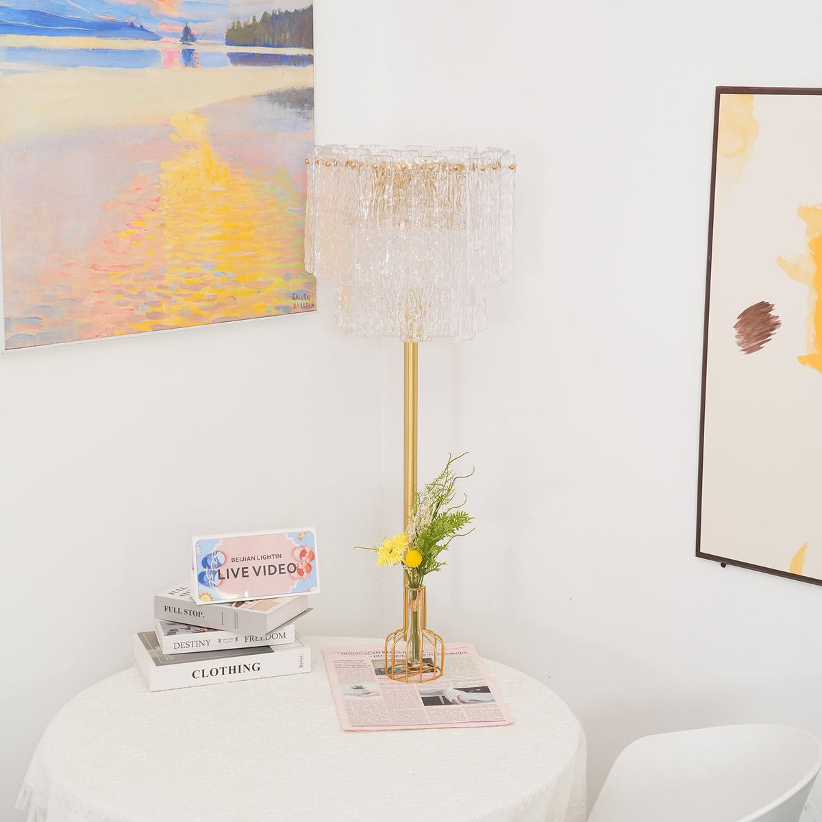 Skylar Brass and Glass Floor Lamp for Living Room and Bedroom