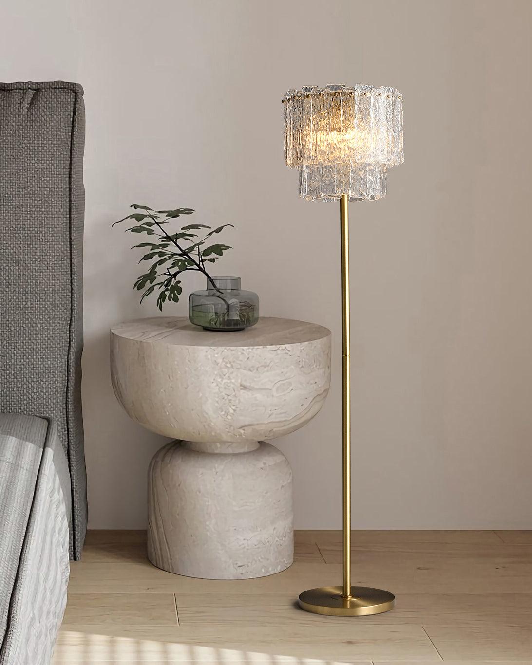 Skylar Brass and Glass Floor Lamp for Living Room and Bedroom