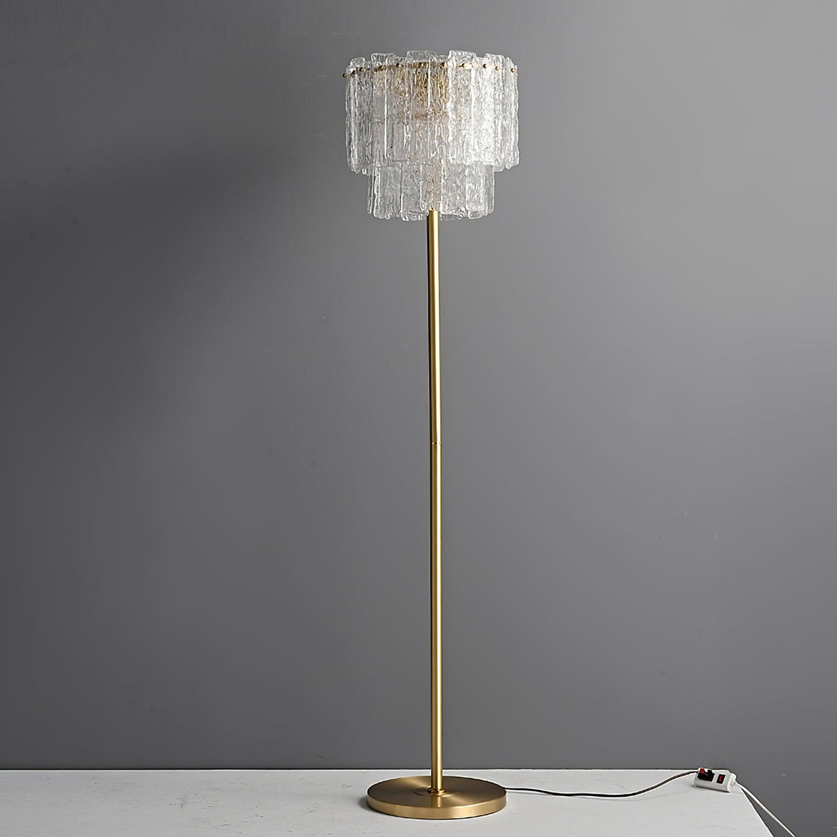 Skylar Brass and Glass Floor Lamp for Living Room and Bedroom