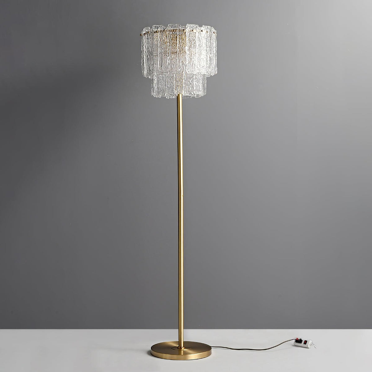 Skylar Brass and Glass Floor Lamp for Living Room and Bedroom