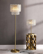 Skylar Brass and Glass Floor Lamp for Living Room and Bedroom