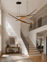 Skytrace Sculptural Wood LED Pendant Light, Modern Linear Chandelier