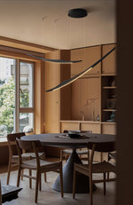 Skytrace Sculptural Wood LED Pendant Light, Modern Linear Chandelier