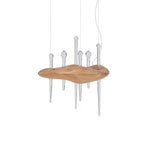 Skyward Thorn Modern Wood LED Chandelier for Dining Room and Living Space