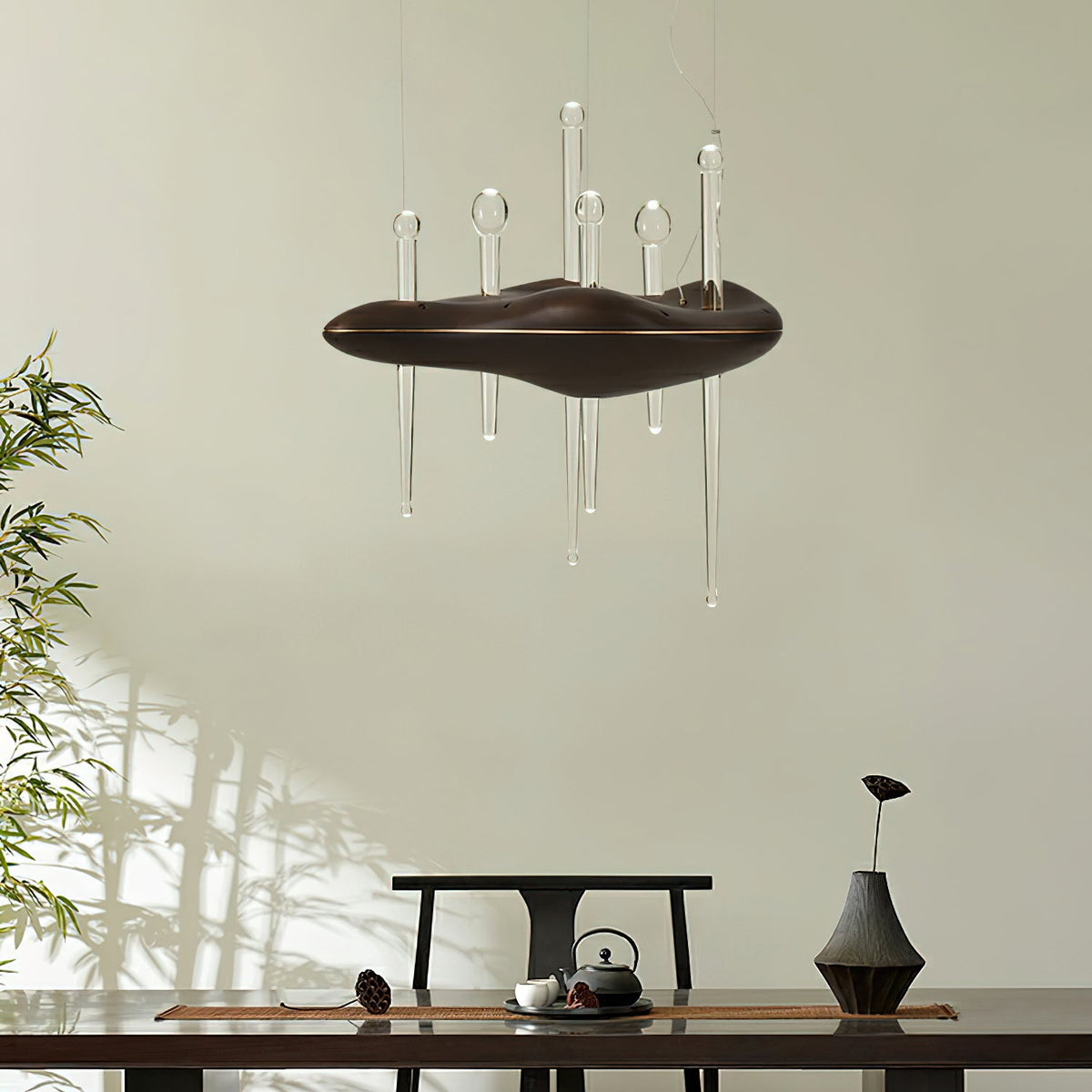 Skyward Thorn Modern Wood LED Chandelier for Dining Room and Living Space