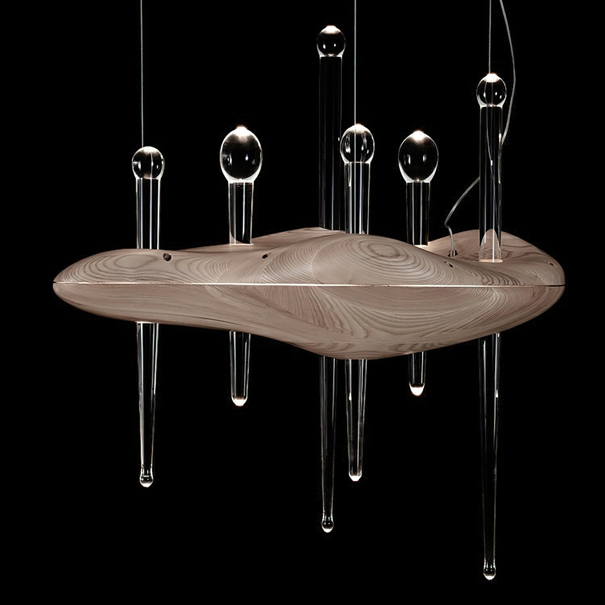 Skyward Thorn Modern Wood LED Chandelier for Dining Room and Living Space