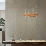 Skyward Thorn Modern Wood LED Chandelier for Dining Room and Living Space
