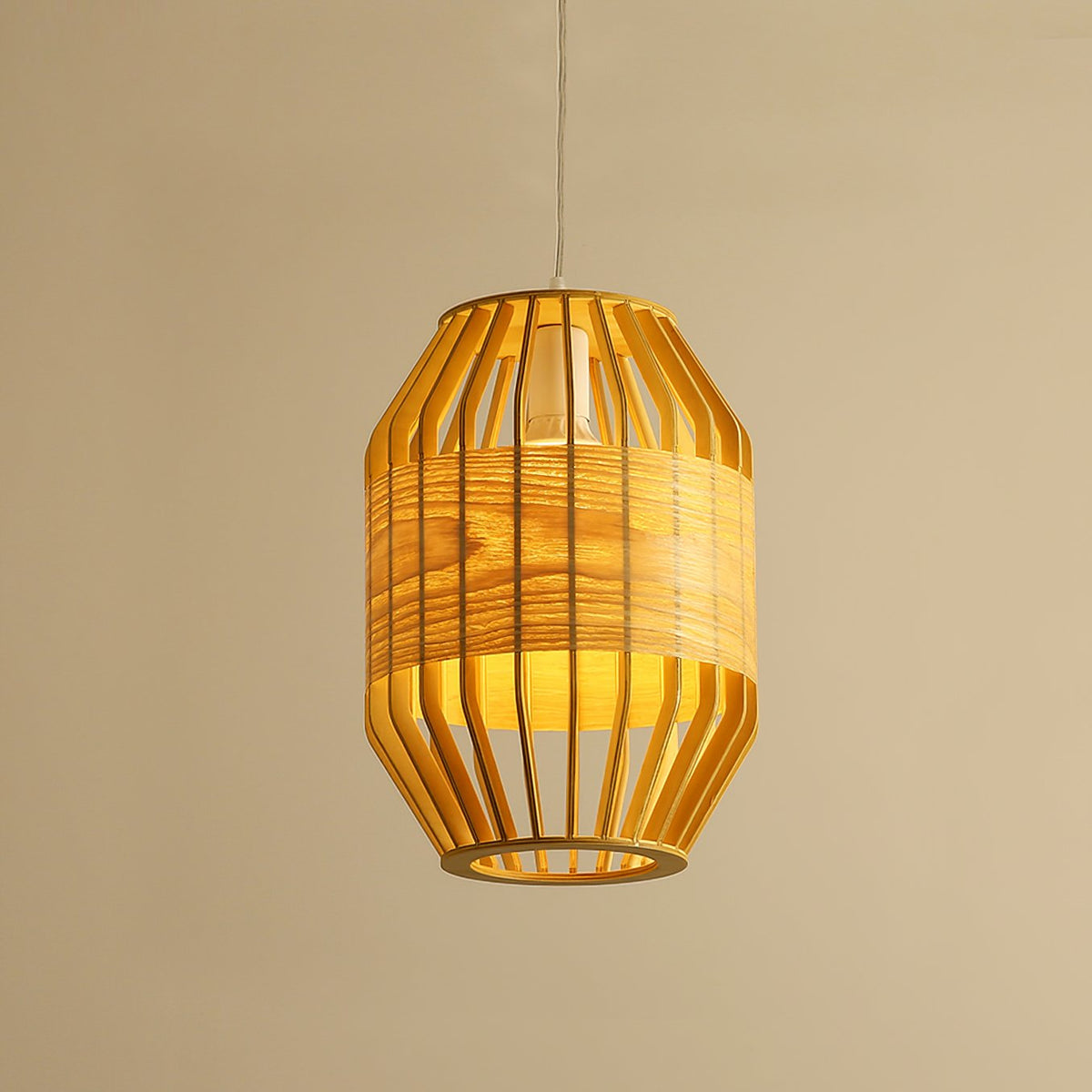Slatted Cage Wooden Pendant Light