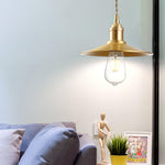 Lumina Brass Flat Pendant Light – Modern Minimalist Ceiling Lamp for Dining & Kitchen