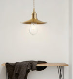 Lumina Brass Flat Pendant Light – Modern Minimalist Ceiling Lamp for Dining & Kitchen