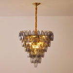 Smoke Gray Empire Chandelier – Hand-Cut Glass Pendant Light