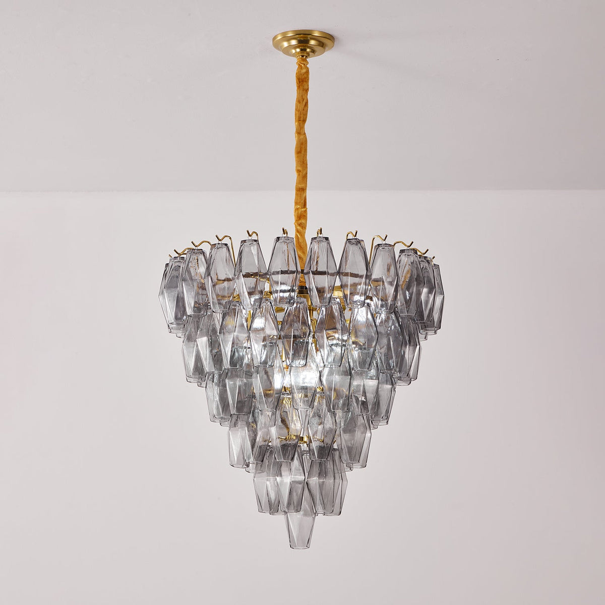 Smoke Gray Empire Chandelier – Hand-Cut Glass Pendant Light
