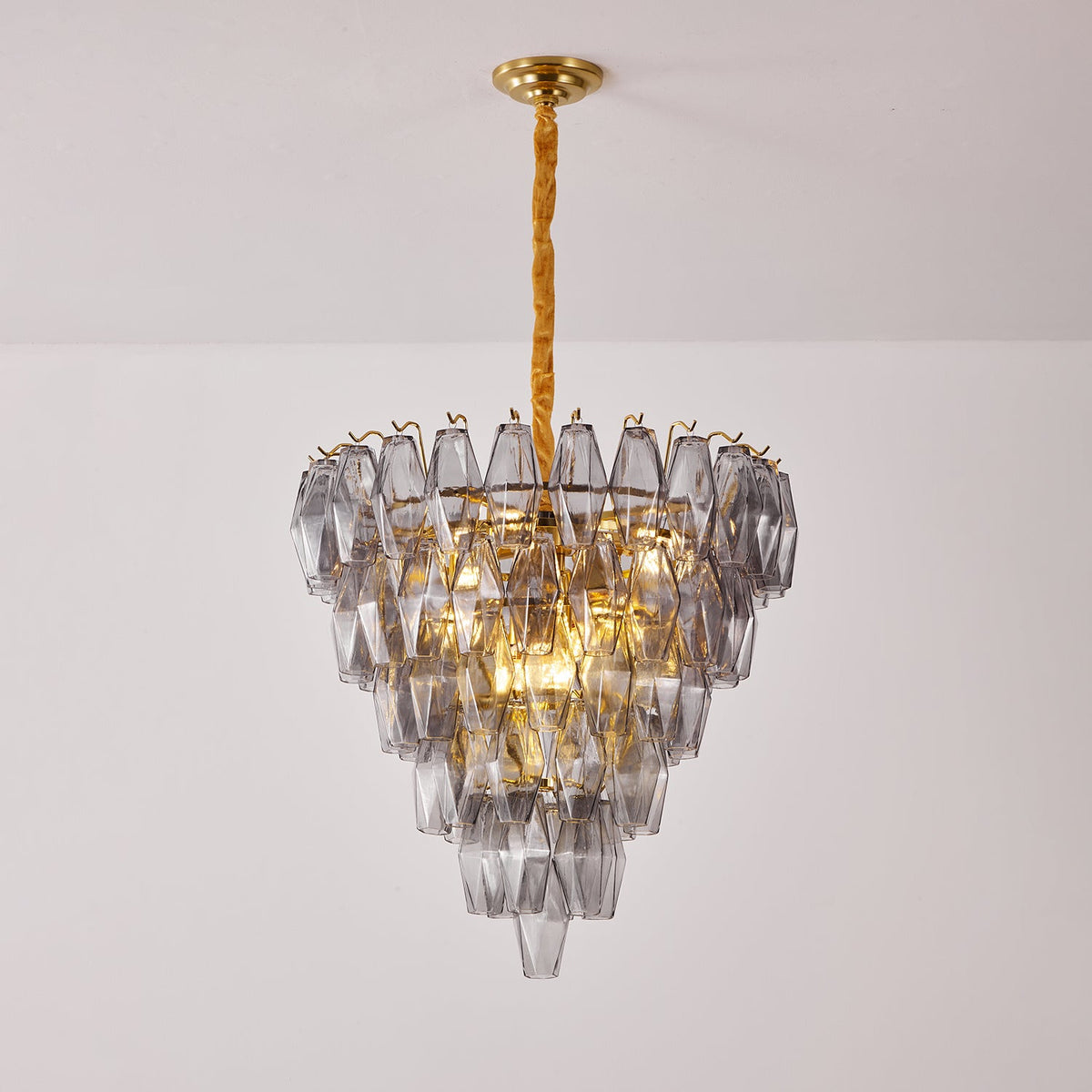 Smoke Gray Empire Chandelier – Hand-Cut Glass Pendant Light
