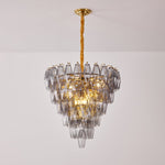 Smoke Gray Empire Chandelier – Hand-Cut Glass Pendant Light