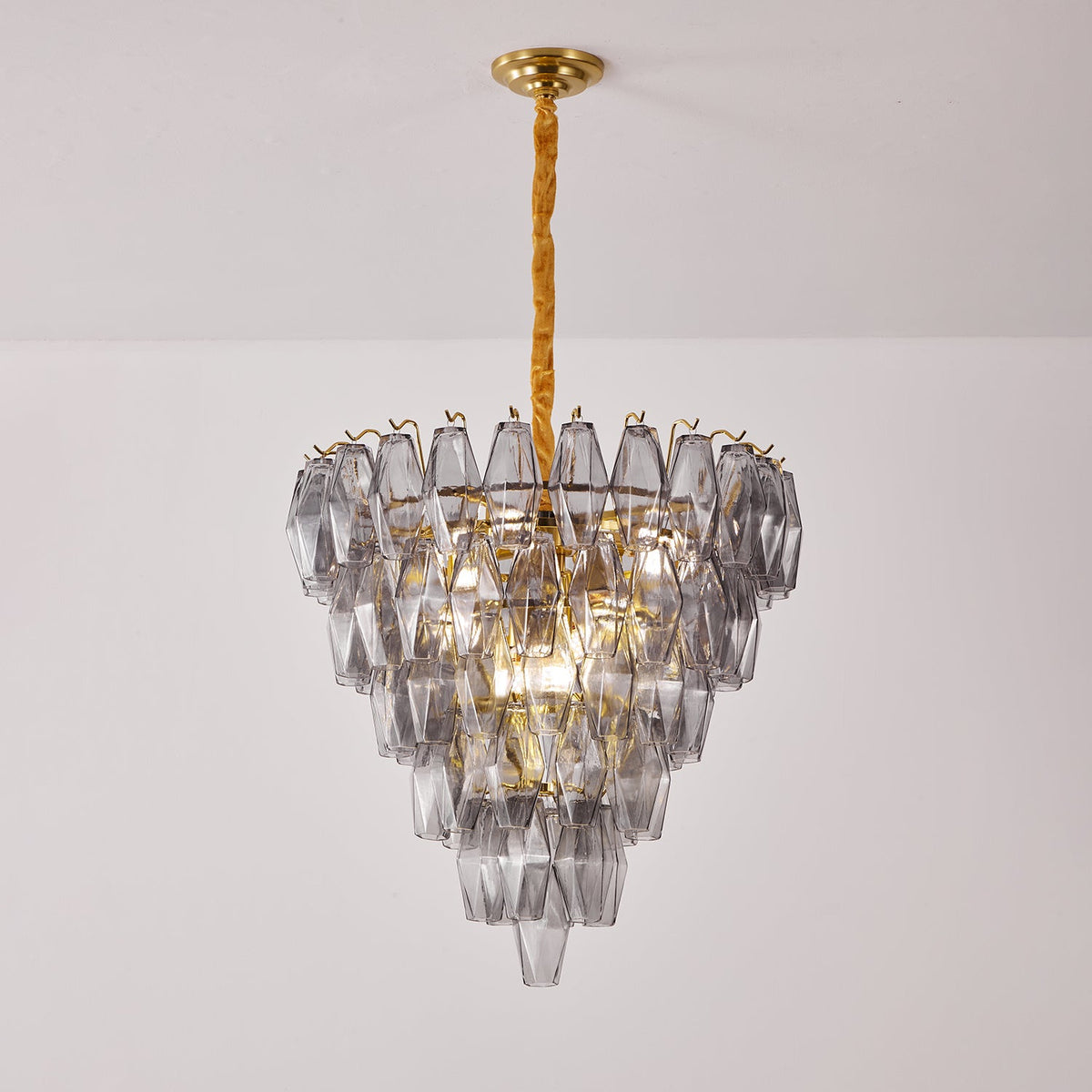 Smoke Gray Empire Chandelier – Hand-Cut Glass Pendant Light