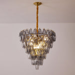 Smoke Gray Empire Chandelier – Hand-Cut Glass Pendant Light