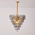 Smoke Gray Empire Chandelier – Hand-Cut Glass Pendant Light