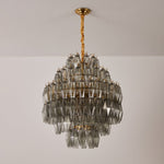 Smoke Gray Prism Round Chandelier in Gold Finish