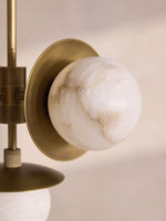 Snowflake Alabaster Orb Chandelier – Bronze & Natural Stone Pendant Light