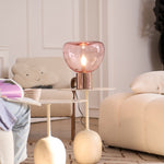 Sculptural Hand-Blown Glass Table Lamp with Mirrored Metal Base