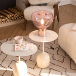 Sculptural Hand-Blown Glass Table Lamp with Mirrored Metal Base
