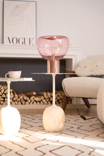 Sculptural Hand-Blown Glass Table Lamp with Mirrored Metal Base