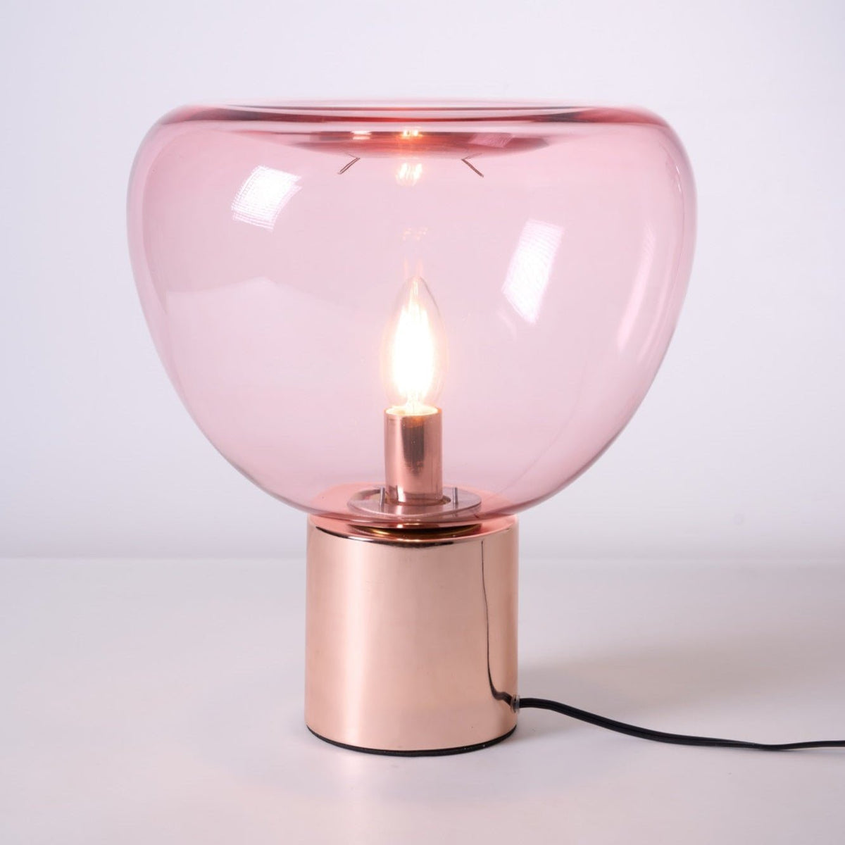 Sculptural Hand-Blown Glass Table Lamp with Mirrored Metal Base