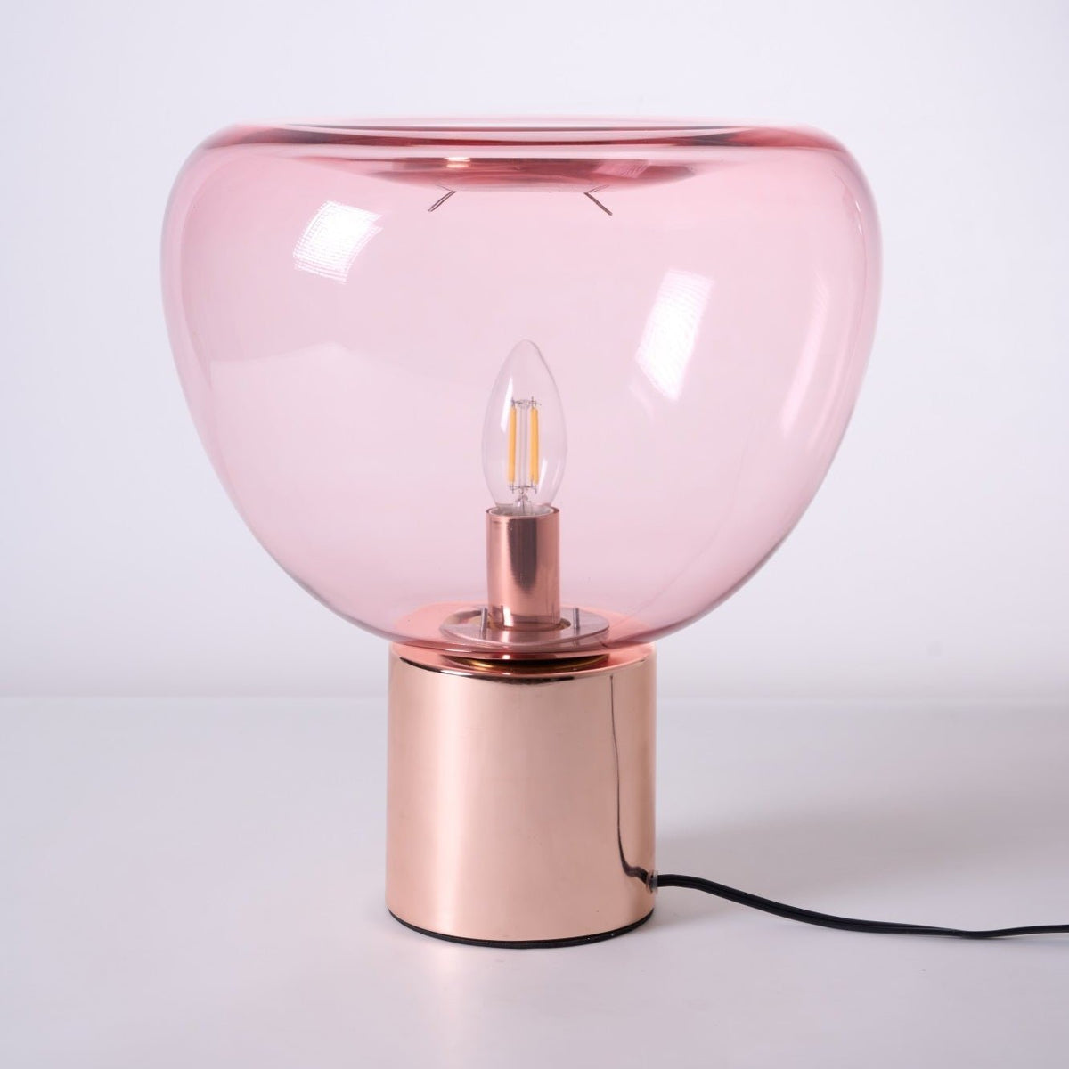 Sculptural Hand-Blown Glass Table Lamp with Mirrored Metal Base