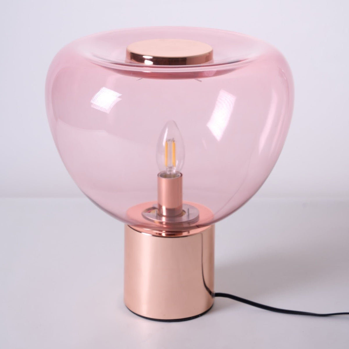Sculptural Hand-Blown Glass Table Lamp with Mirrored Metal Base
