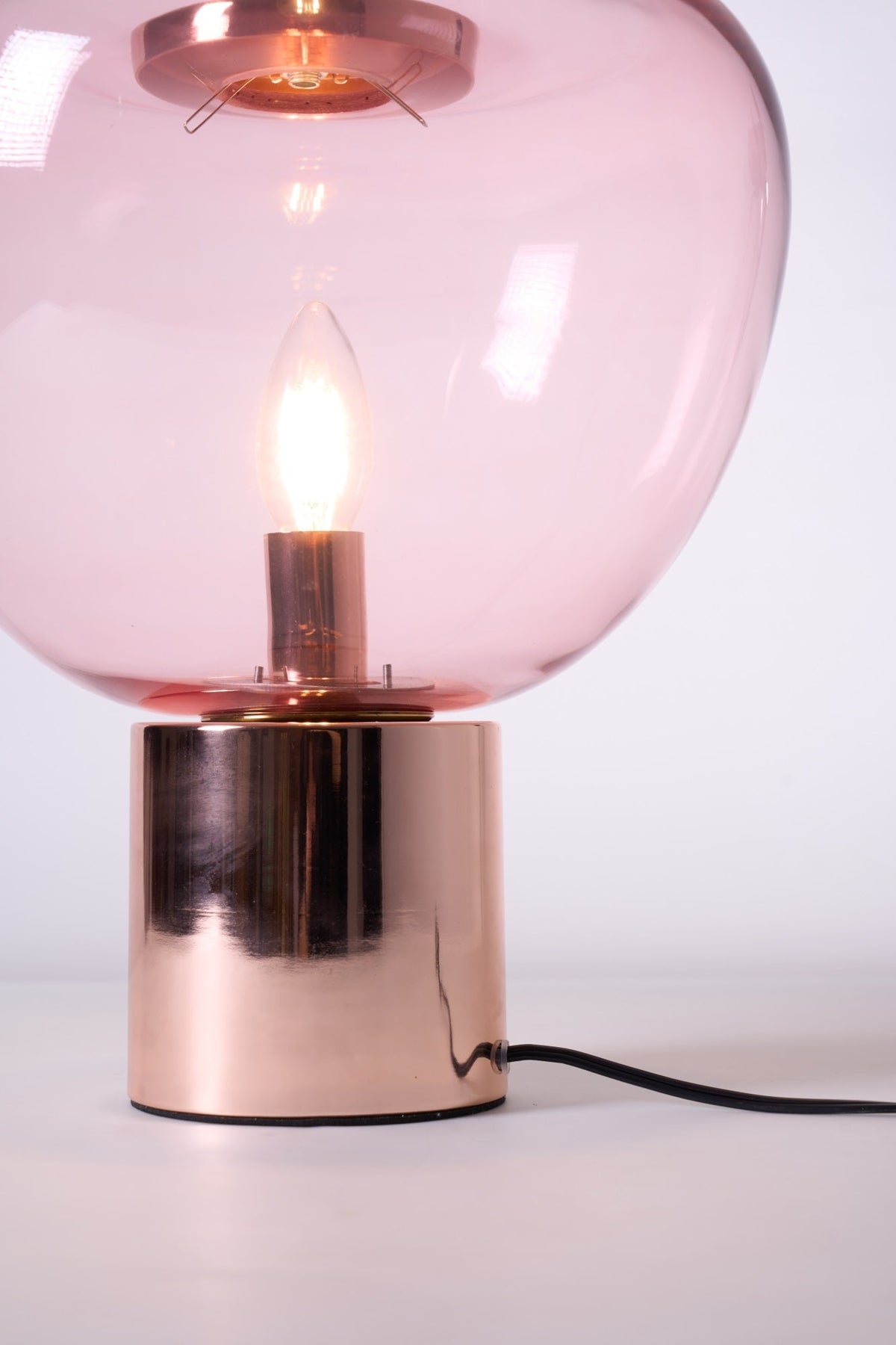 Sculptural Hand-Blown Glass Table Lamp with Mirrored Metal Base
