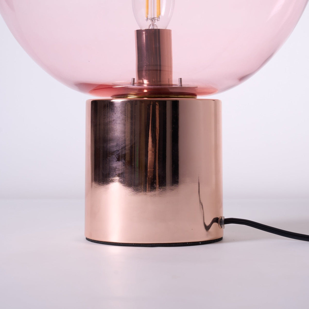 Sculptural Hand-Blown Glass Table Lamp with Mirrored Metal Base