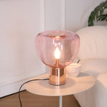 Sculptural Hand-Blown Glass Table Lamp with Mirrored Metal Base