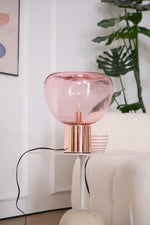 Sculptural Hand-Blown Glass Table Lamp with Mirrored Metal Base