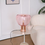 Sculptural Hand-Blown Glass Table Lamp with Mirrored Metal Base