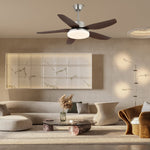 Sofia Ceiling Fan Light with LED Illumination and Wooden Blades