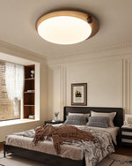 Walnut Wood Accent LED Flush Mount Ceiling Light
