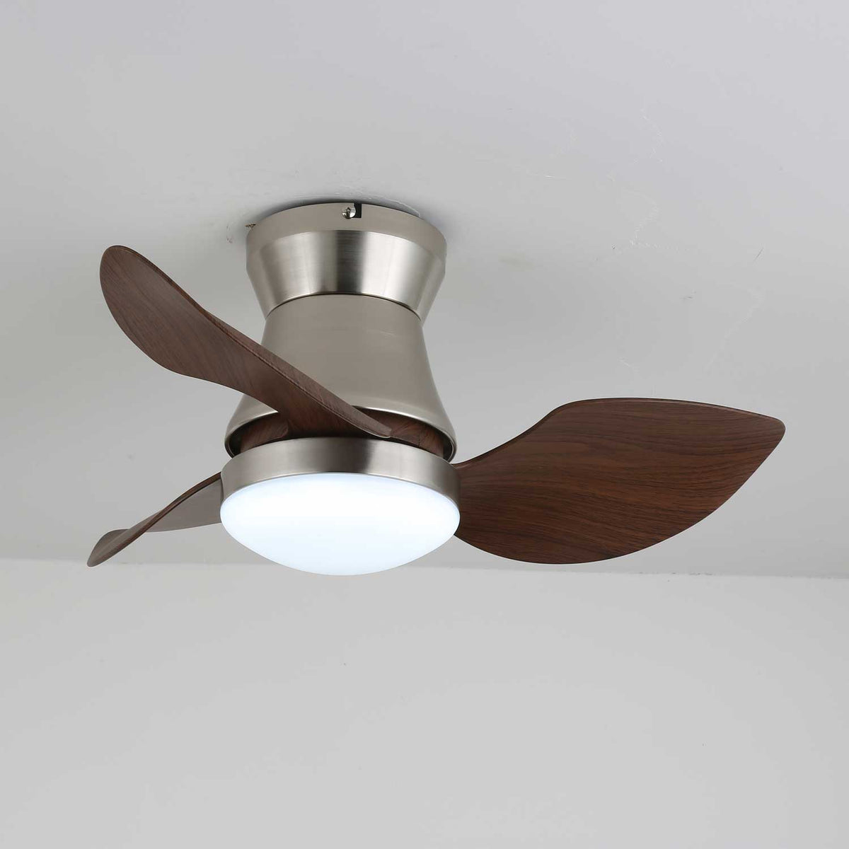 Solano Bloom Ceiling Fan Light with LED, Walnut Finish