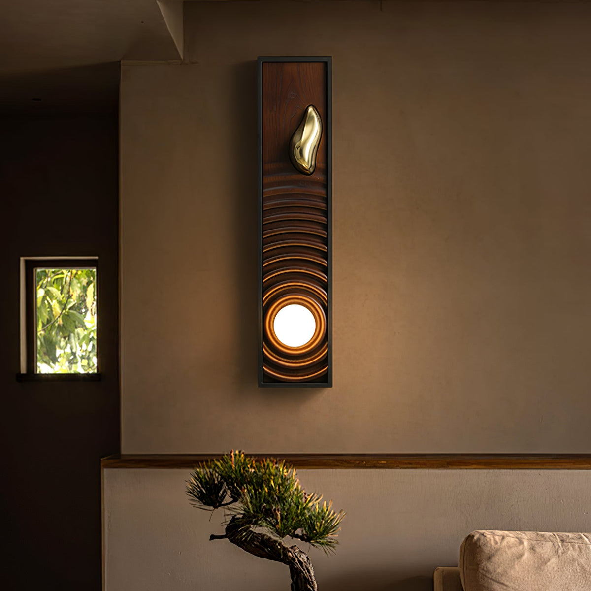 Solano Ripple Wall Sconce – Modern Wood & Brass LED Wall Light
