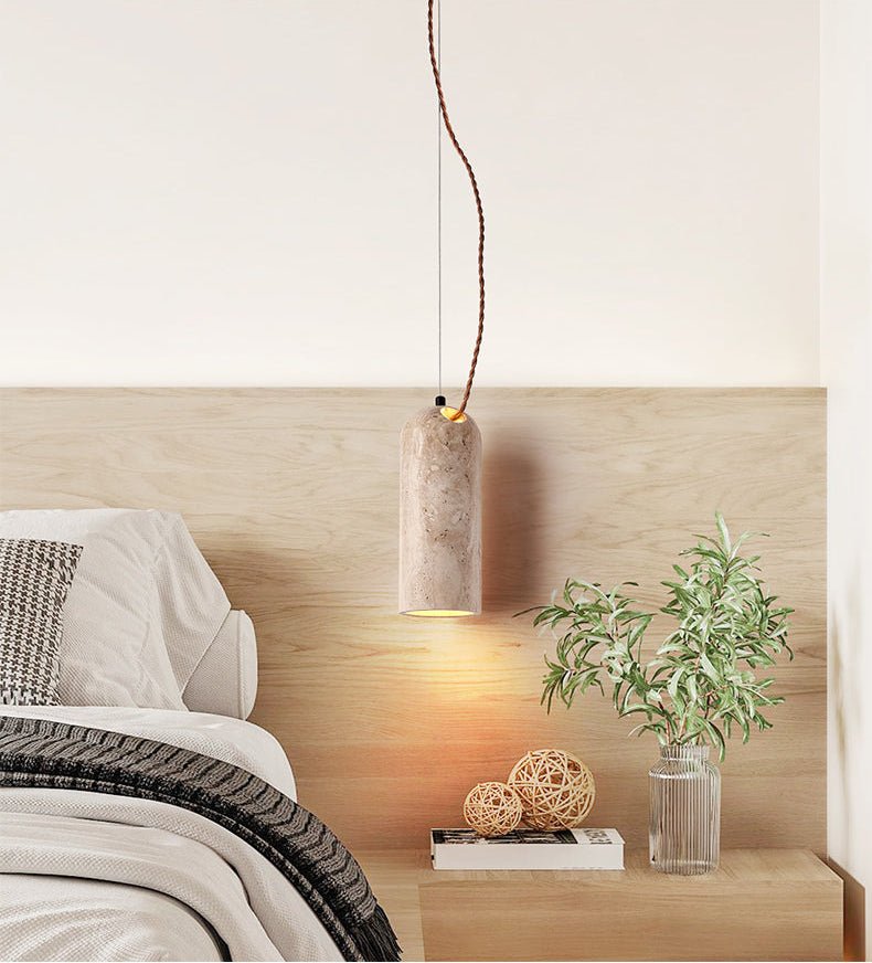 Solano Travertine Pendant Light – Natural Stone Hanging Lamp for Dining & Living Spaces