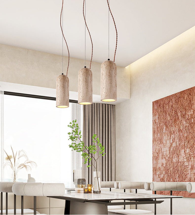 Solano Travertine Pendant Light – Natural Stone Hanging Lamp for Dining & Living Spaces