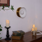 Solar Eclipse Brass Wall Sconce with Glass Shade for Modern Interiors