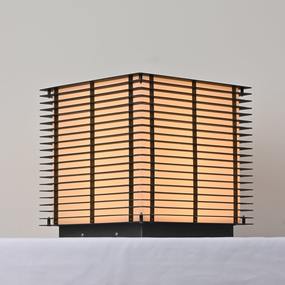 Grid Post Outdoor Light — Weatherproof Matte Black LED Post Lamp
