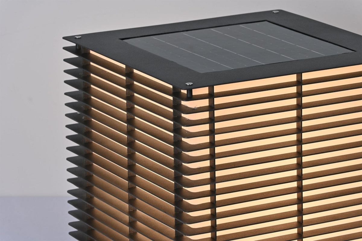 Solar Grid Outdoor Lantern – Modern Architectural LED Post Light